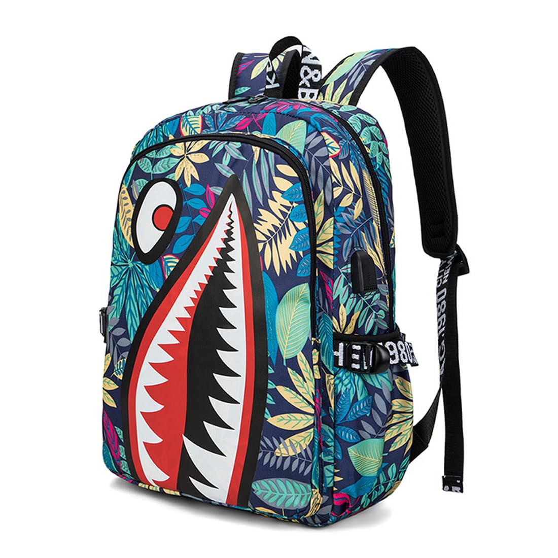 FENGJINRUHUA Shark Business USB Laptop Work Daypack Hiking Travel Shoulder Bags Camping Rucksack
