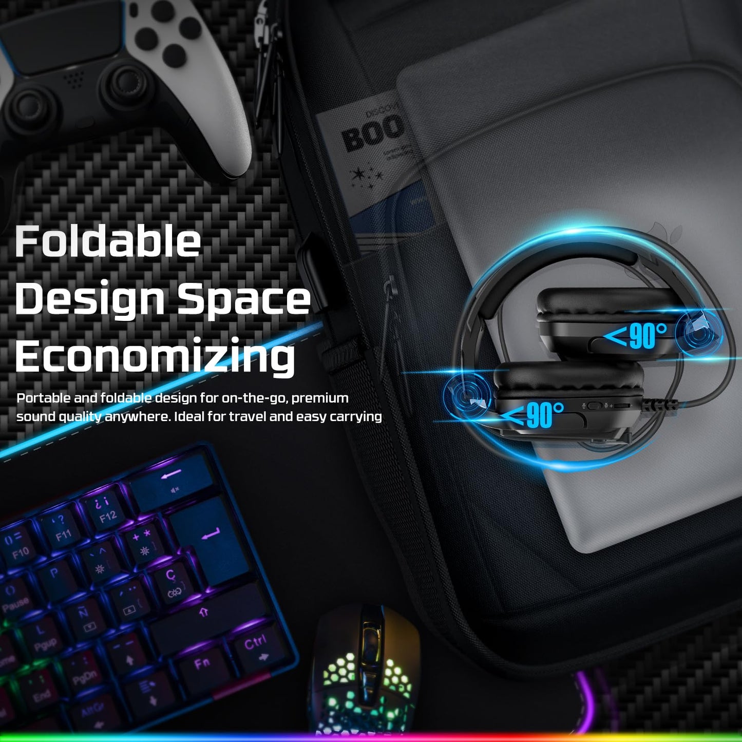 Fachixy FC200 PC Gaming Headset for PS4, PS5, Switch, Xbox One, Mac, Noise Canceling Headphones with Microphone, Computer Headset with 3.5mm Jack & RGB Light