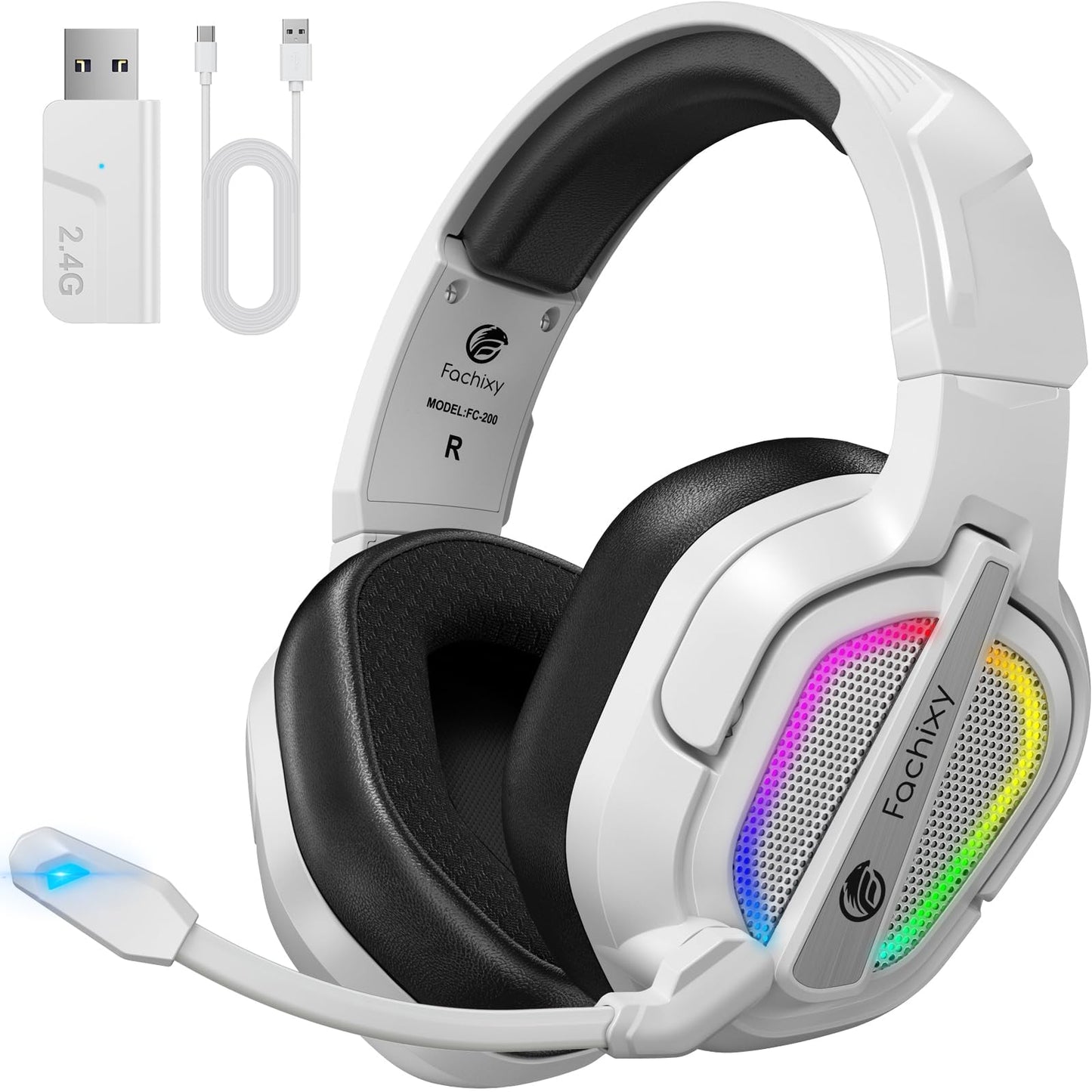 Fachixy FC200 PC Gaming Headset for PS4, PS5, Switch, Xbox One, Mac, Noise Canceling Headphones with Microphone, Computer Headset with 3.5mm Jack & RGB Light