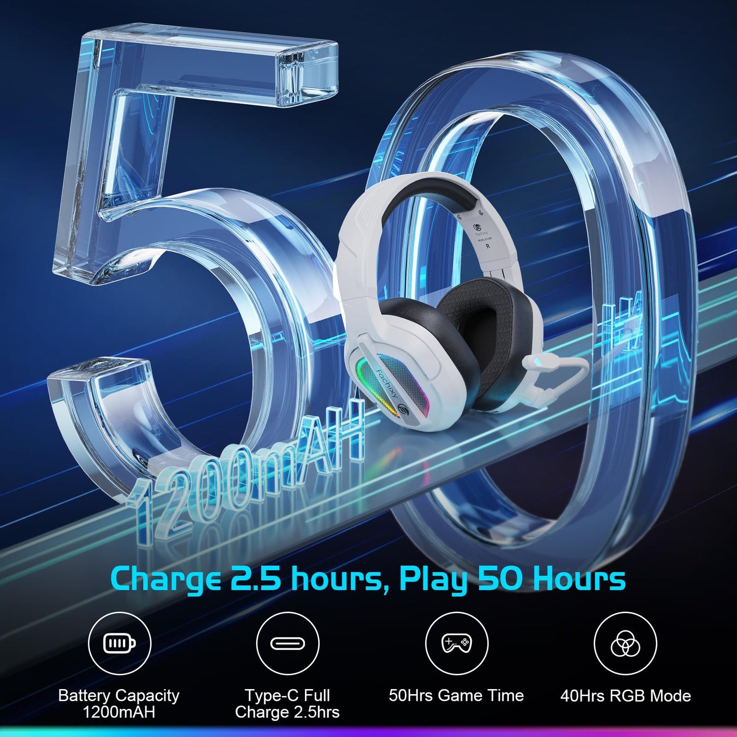 Fachixy FC200 PC Gaming Headset for PS4, PS5, Switch, Xbox One, Mac, Noise Canceling Headphones with Microphone, Computer Headset with 3.5mm Jack & RGB Light