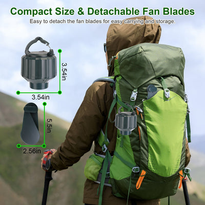Portable Camping Ceiling LED Fan 10400mAh USB Battery Powered Hanging Tent Lantern Fan Power Bank With 3 Fan Speed 3 Light Brightness Smart Timer Remote Control