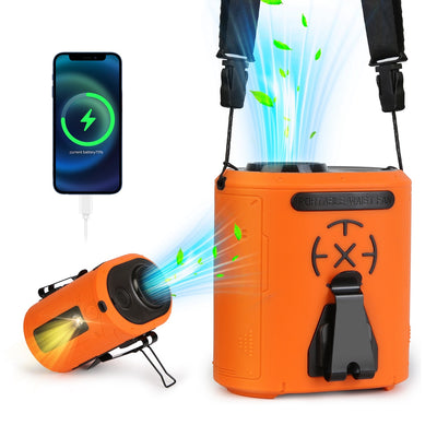 1Pc 5 In 1 Portable Waist Clip Fan With 5 Speeds Flashlight 1WmAh Battery Operated Personal Wearable Turbo Belt Fan Hands-Free Neck Fan For Camping Travel Job Site
