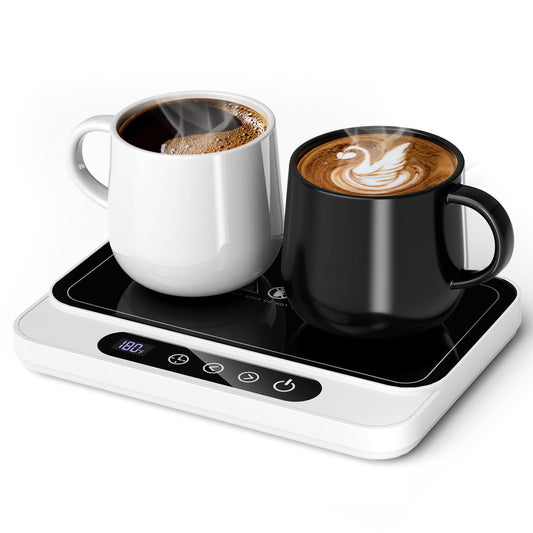Misby Coffee Mug Warmer, 50W Large Heating Panel Mug Warmer with 6-Temp Settings, 8H Auto Shut-Off, 12H Timer, Ultra-Thin Design, Coffee Warmer for Desk, Ideal for Home, Office, and Travel (Black)