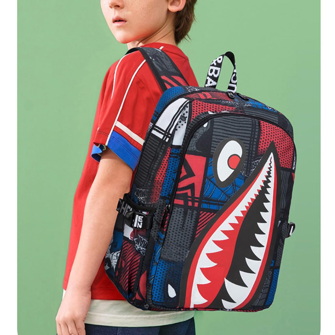 FENGJINRUHUA Shark Business USB Laptop Work Daypack Hiking Travel Shoulder Bags Camping Rucksack