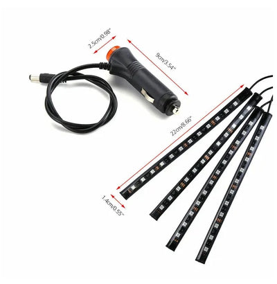 4X 48LED RGB Car Interior Atmosphere Light Strip Bar Bluetooth APP Music Control