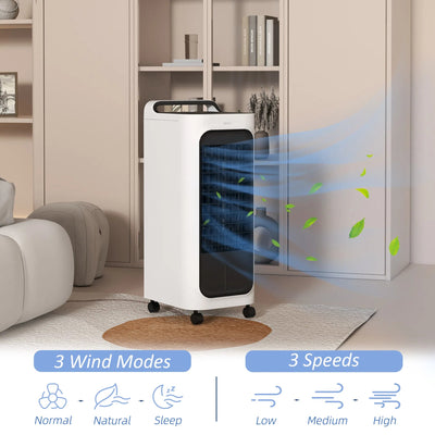 HOMCOM Evaporative Air Cooler With Ice Packs, 3-In-1 Ice Cooling Fan, Portable Swamp Cooler With Water Tank, Timer, Oscillating, Remote, For Home Office Bedroom