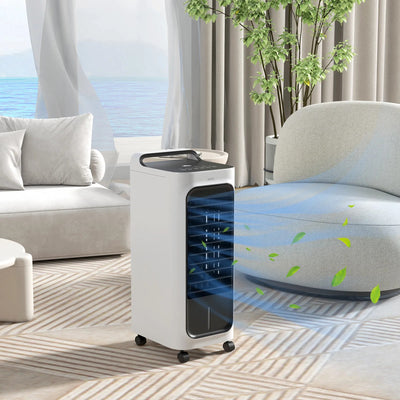 HOMCOM Evaporative Air Cooler With Ice Packs, 3-In-1 Ice Cooling Fan, Portable Swamp Cooler With Water Tank, Timer, Oscillating, Remote, For Home Office Bedroom