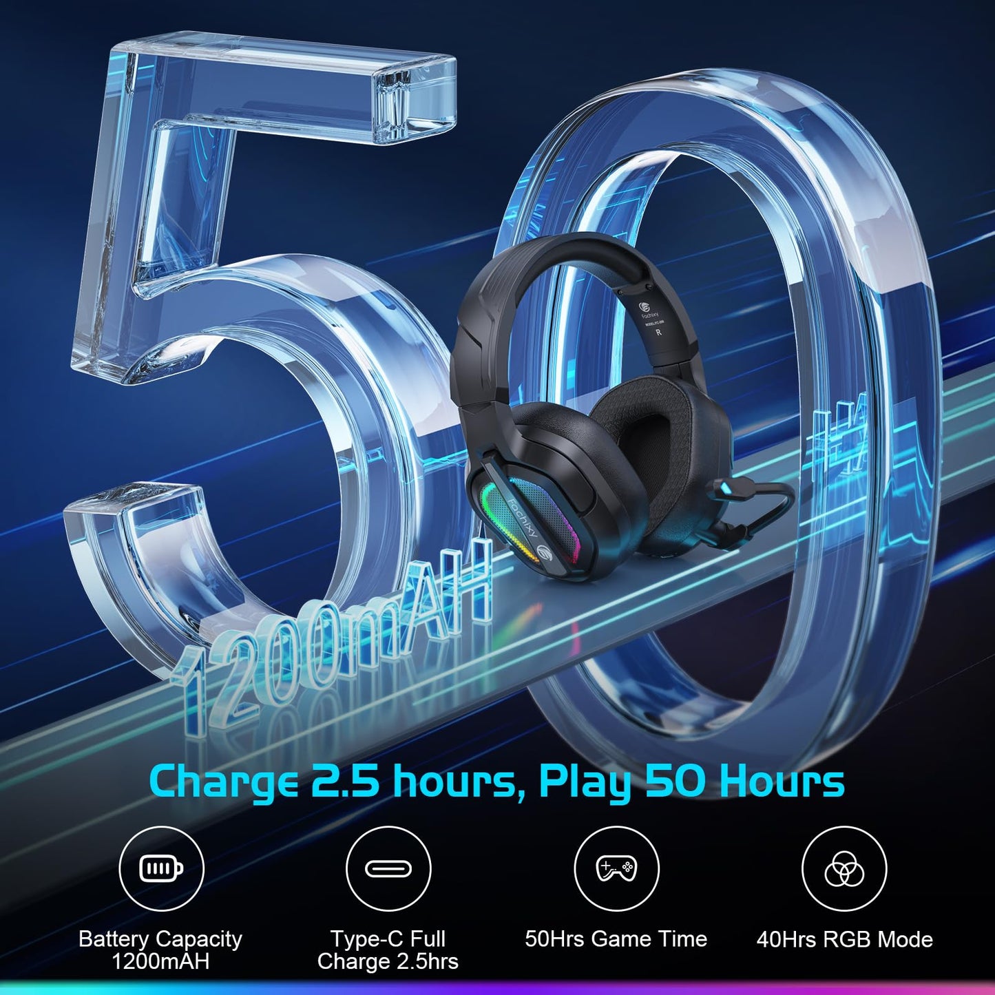 Fachixy FC200 PC Gaming Headset for PS4, PS5, Switch, Xbox One, Mac, Noise Canceling Headphones with Microphone, Computer Headset with 3.5mm Jack & RGB Light