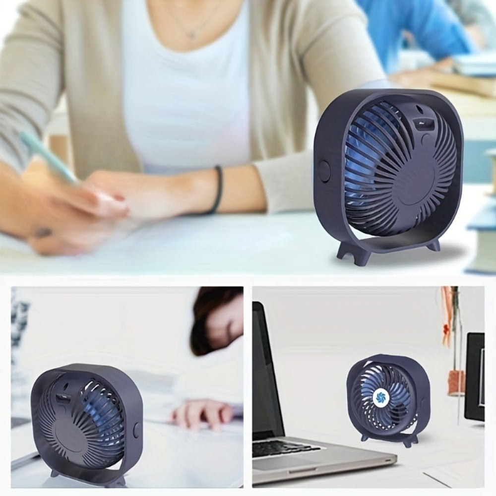 Random Color New Desktop Small Fan Rechargeable Desktop Fan Portable Office Student Dormitory Home Mini Fan Mute