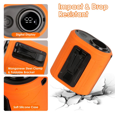 1Pc 5 In 1 Portable Waist Clip Fan With 5 Speeds Flashlight 1WmAh Battery Operated Personal Wearable Turbo Belt Fan Hands-Free Neck Fan For Camping Travel Job Site