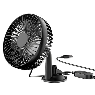 1Pc Car Cooling Fan Portable Rotatable USB Vehicle Fan Backseat Clip Fan Dashboard Window Suction Fan For SUV RV Pickup With 3 Speeds